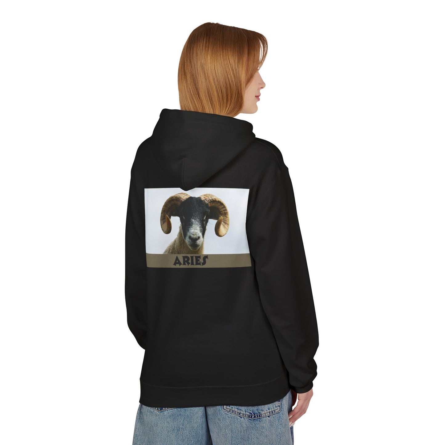 Aries Ram Fleece Hoodie – Cozy Unisex Sweatshirt for Astrology Lovers