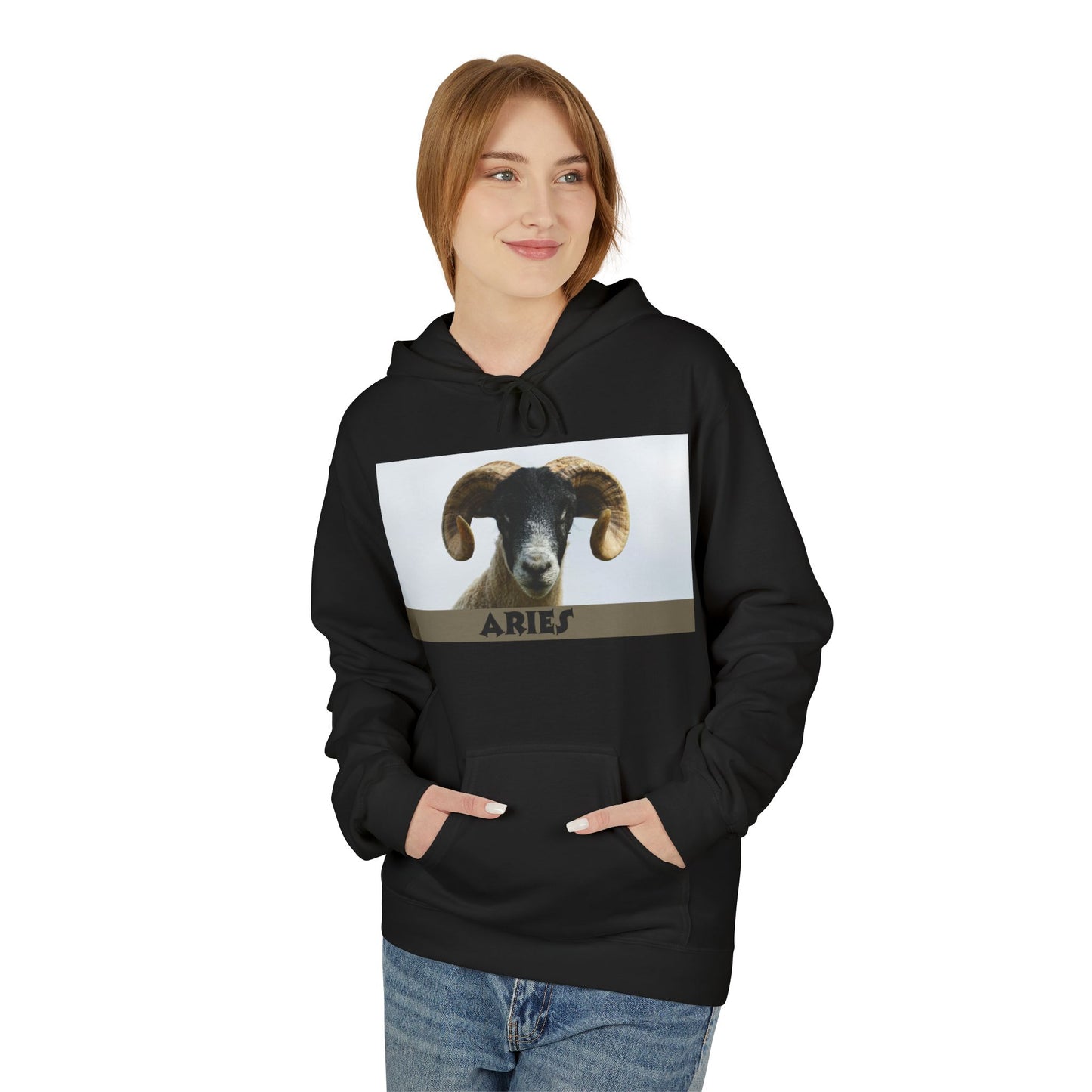 Aries Ram Fleece Hoodie – Cozy Unisex Sweatshirt for Astrology Lovers