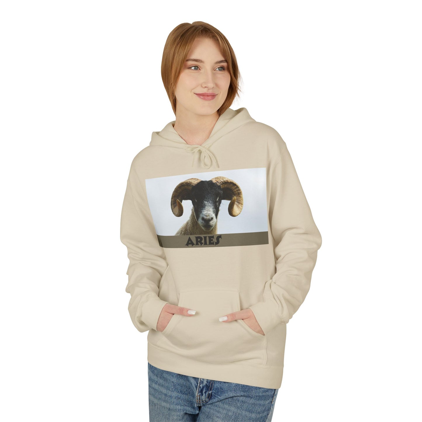 Aries Ram Fleece Hoodie – Cozy Unisex Sweatshirt for Astrology Lovers