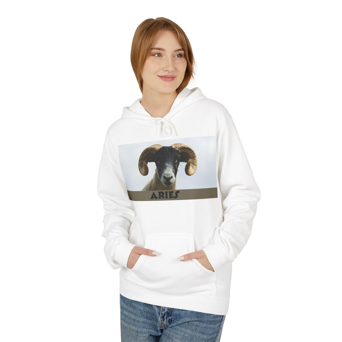 Aries Ram Fleece Hoodie – Cozy Unisex Sweatshirt for Astrology Lovers