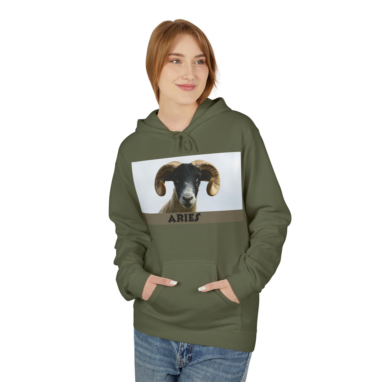 Aries Ram Fleece Hoodie – Cozy Unisex Sweatshirt for Astrology Lovers